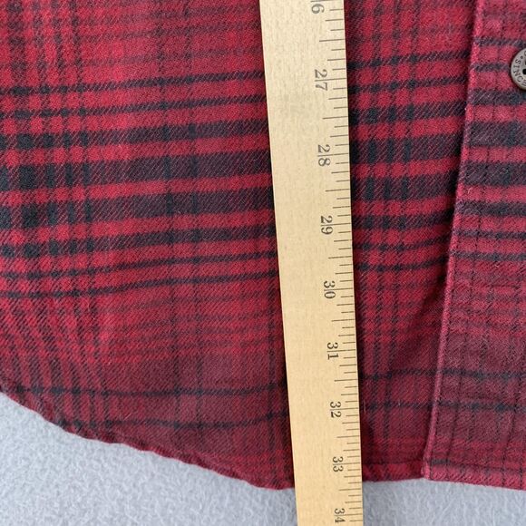 Orvis Shirt Mens XL Red Black Plaid Flannel Button Front Long Sleeve Two Pocket - Picture 8 of 16